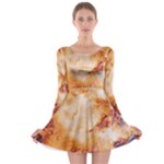Burnt paper texture print design Long Sleeve Skater Dress