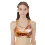Burnt paper texture print design Sports Bra with Border