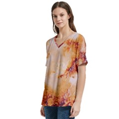 V-Neck Split Shoulder Casual T-Shirt 