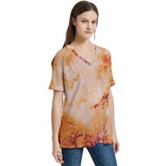 V-Neck Split Shoulder Casual T-Shirt 