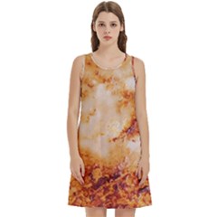 Round Neck Sleeve Casual Dress With Pockets 