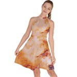Burnt paper texture print design Sleeveless Halter Neck A-Line Dress
