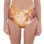 Burnt paper texture print design Reversible High-Waist Bikini Bottoms