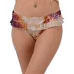 Burnt paper texture print design Frill Bikini Bottoms