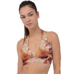 Burnt paper texture print design Halter Plunge Bikini Top