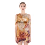 Burnt paper texture print design Shoulder Cutout One Piece Dress
