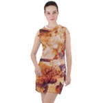 Burnt paper texture print design Drawstring Hooded Dress