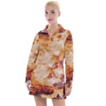Burnt paper texture print design Women s Long Sleeve Casual Dress
