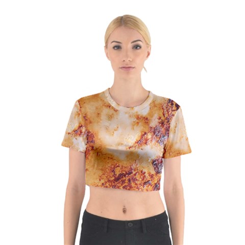 Burnt paper texture print design Cotton Crop Top from ArtsNow.com