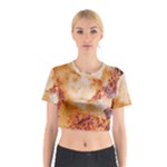 Burnt paper texture print design Cotton Crop Top
