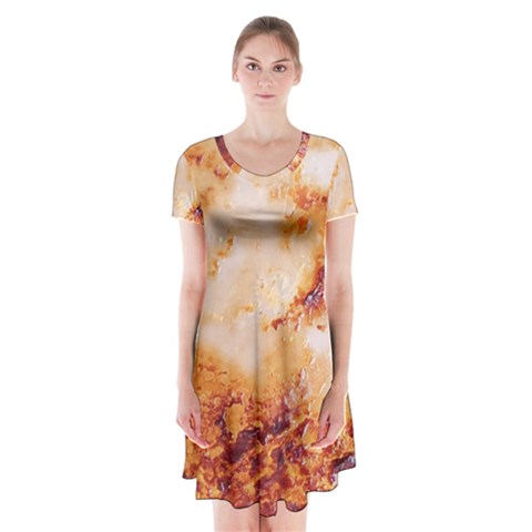 Burnt paper texture print design Short Sleeve V