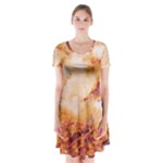 Burnt paper texture print design Short Sleeve V-neck Flare Dress