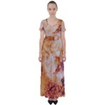 Burnt paper texture print design High Waist Short Sleeve Maxi Dress