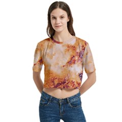 Women s Round Neck Short Sleeve Crop Top 