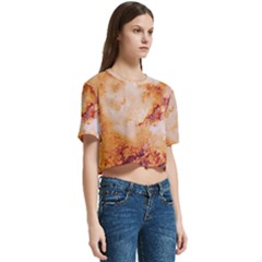Women s Round Neck Short Sleeve Crop Top 