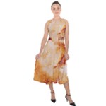 Burnt paper texture print design Midi Tie-Back Chiffon Dress
