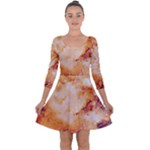 Burnt paper texture print design Quarter Sleeve Skater Dress