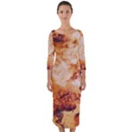 Burnt paper texture print design Quarter Sleeve Midi Bodycon Dress