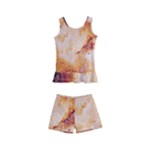 Burnt paper texture print design Kids  Boyleg Swimsuit