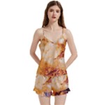 Burnt paper texture print design V-Neck Satin Loungewear Set