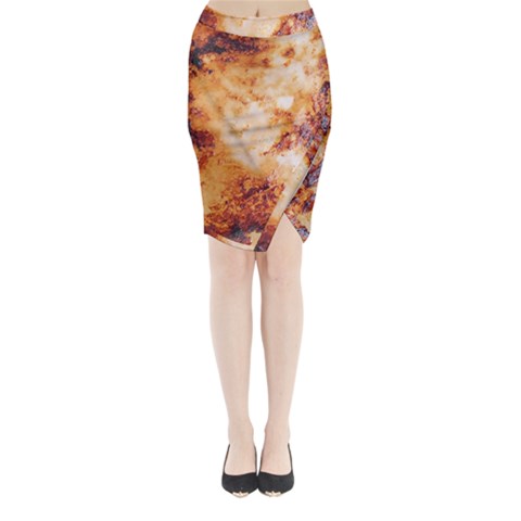 Burnt paper texture print design Midi Wrap Pencil Skirt from ArtsNow.com