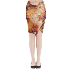 Burnt paper texture print design Midi Wrap Pencil Skirt from ArtsNow.com