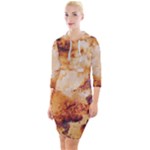 Burnt paper texture print design Quarter Sleeve Hood Bodycon Dress