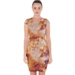 Burnt paper texture print design Capsleeve Drawstring Dress 