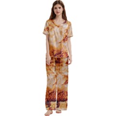 Short Sleeve Satin Pajamas Set With Pockets 
