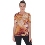 Burnt paper texture print design Shoulder Cut Out Short Sleeve Top