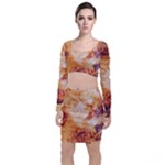 Burnt paper texture print design Long Sleeve Crop Top & Bodycon Skirt Set