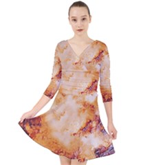 Quarter Sleeve Front Wrap Dress 
