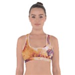 Burnt paper texture print design Cross Back Sports Bra