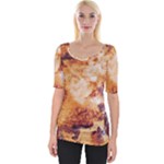 Burnt paper texture print design Wide Neckline T-Shirt