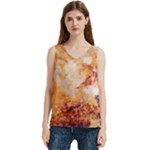 Burnt paper texture print design Women s V-Neck Sleeveless Satin Top