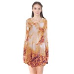 Burnt paper texture print design Long Sleeve V-neck Flare Dress