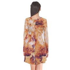 Long Sleeve V-neck Flare Dress 