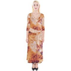 Quarter Sleeve Wrap Maxi Dress 