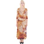 Burnt paper texture print design Quarter Sleeve Wrap Maxi Dress