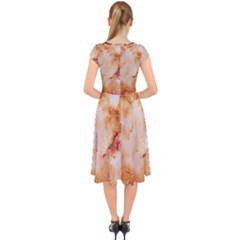 Cap Sleeve Front Wrap Midi Dress 
