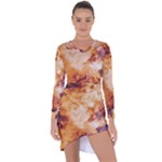Burnt paper texture print design Asymmetric Cut-Out Shift Dress