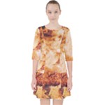 Burnt paper texture print design Quarter Sleeve Pocket Dress