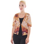 Burnt paper texture print design Cropped Button Cardigan