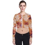 Burnt paper texture print design Long Sleeve Zip Up Bomber Jacket
