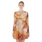Burnt paper texture print design Long Sleeve Velvet V-neck Dress