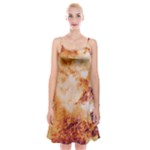 Burnt paper texture print design Spaghetti Strap Velvet Dress