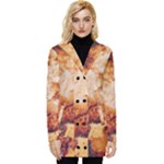 Burnt paper texture print design Button Up Hooded Coat 