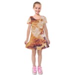 Burnt paper texture print design Kids  Short Sleeve Velvet Dress