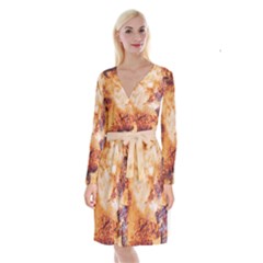 Long Sleeve Velvet Front Wrap Dress 