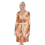 Burnt paper texture print design Long Sleeve Velvet Front Wrap Dress